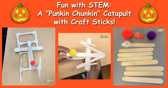 Punkin Chunkin STEM Project, HeidiSongs, craft sticks, kindergarten, tk, season, halloween