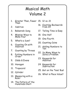 Musical Math Vol. 2 Songbook