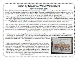 CVC Vol. 1 - Color by Nonsense Word Worksheets