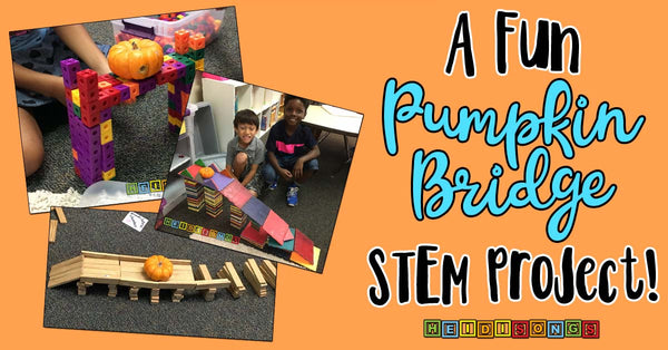 A Fun Pumpkin Bridge STEM Project, heidisongs, first grade, tk, kindergarten, fun, seasonal
