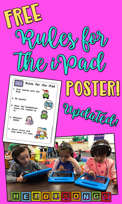 FREE Rules for the iPad Poster Updated! heidisongs, kindergarten, tk