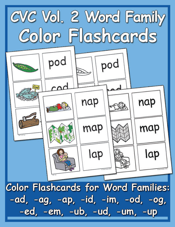 Cvc Color Bw Flashcards Heidisongs Heidi Songs