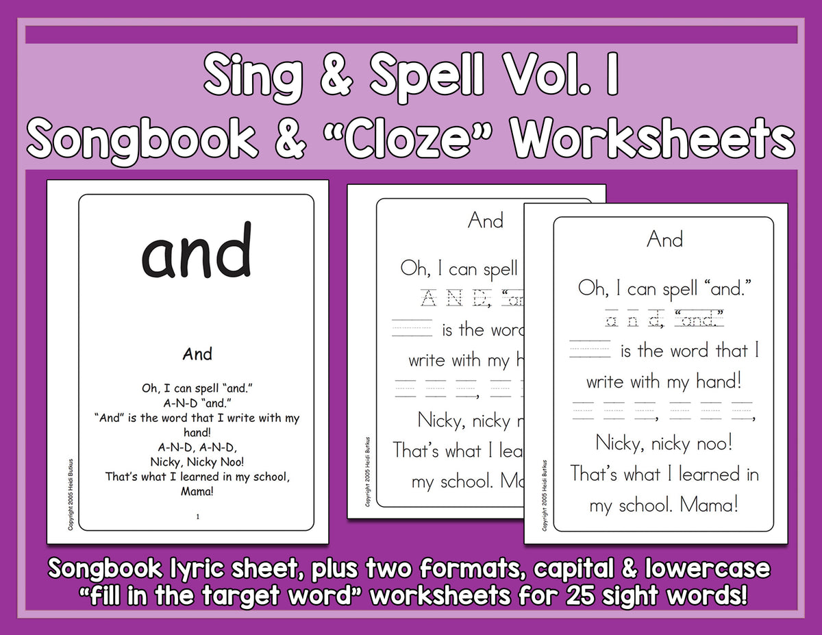 sight words 1 songbook worksheets heidisongs heidi songs