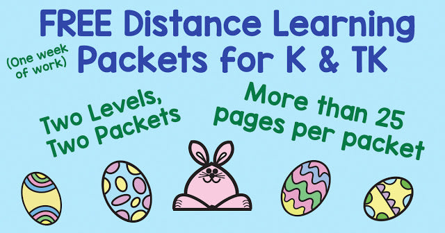 Distance Learning Packet: Easter Eggs & Bunnies