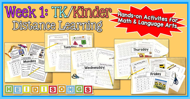 TK/Kinder Distance Learning Packet: Fall Week 1 - NO PREP PRINTABLES!