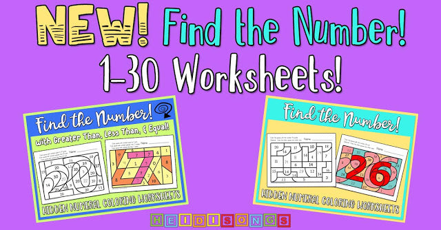 Find the Number! 1-30 Worksheets!