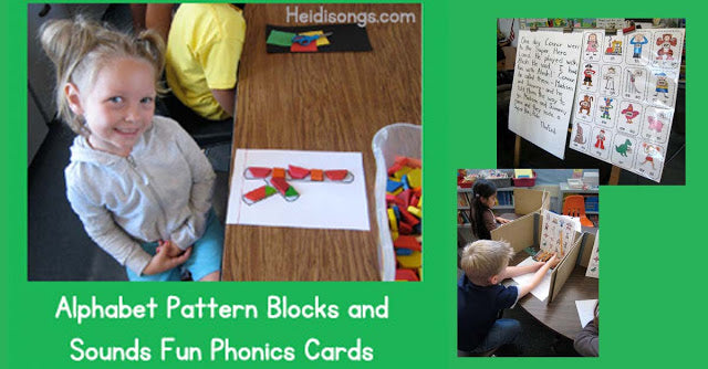 Alphabet Pattern Blocks and Sounds Fun Phonics Cards!