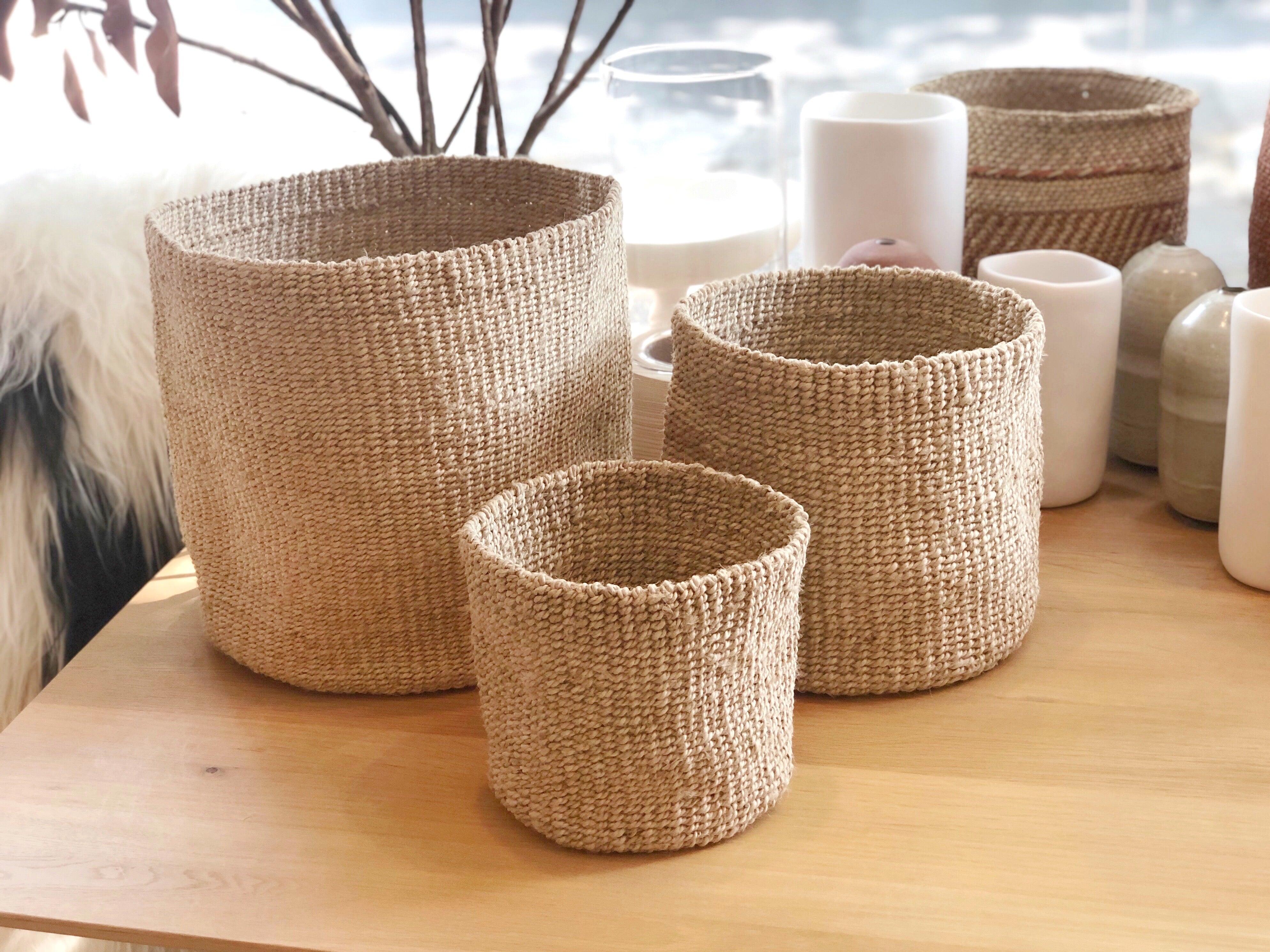 Handwoven Jute Basket Round Small