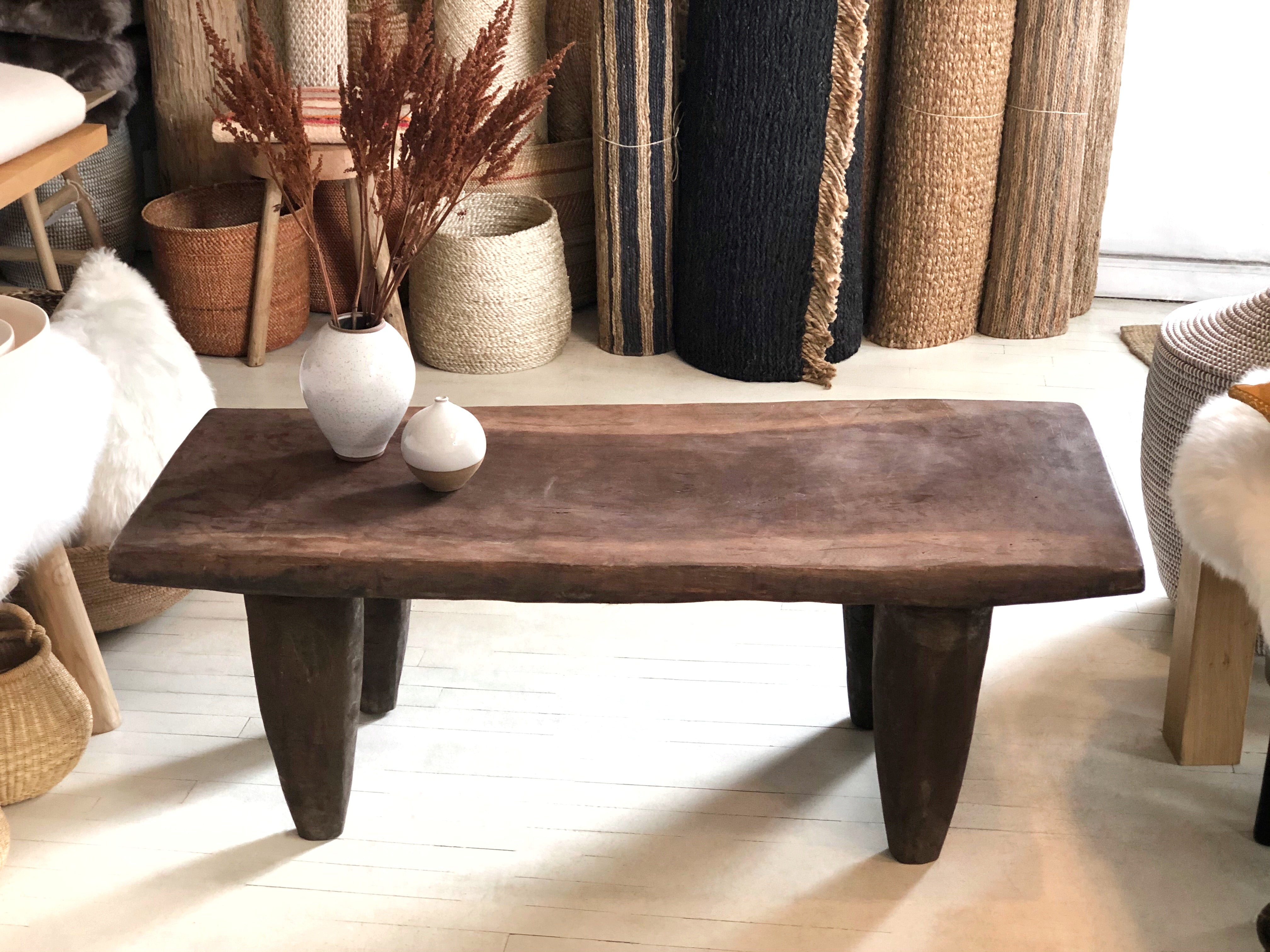 Handcarved Vintage African Large Wood Bench / Coffee Table