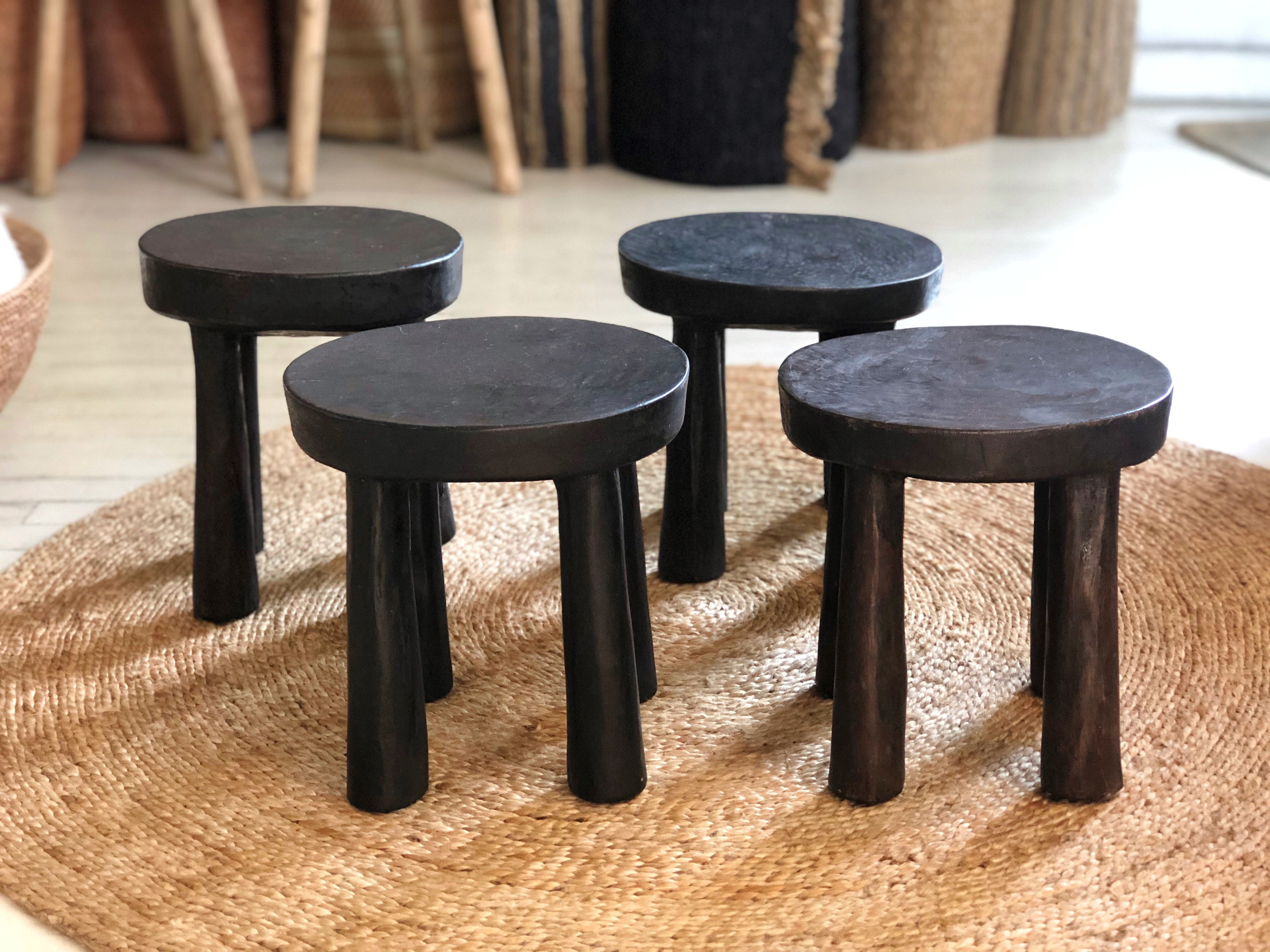 Handcarved Vintage African Short Stool