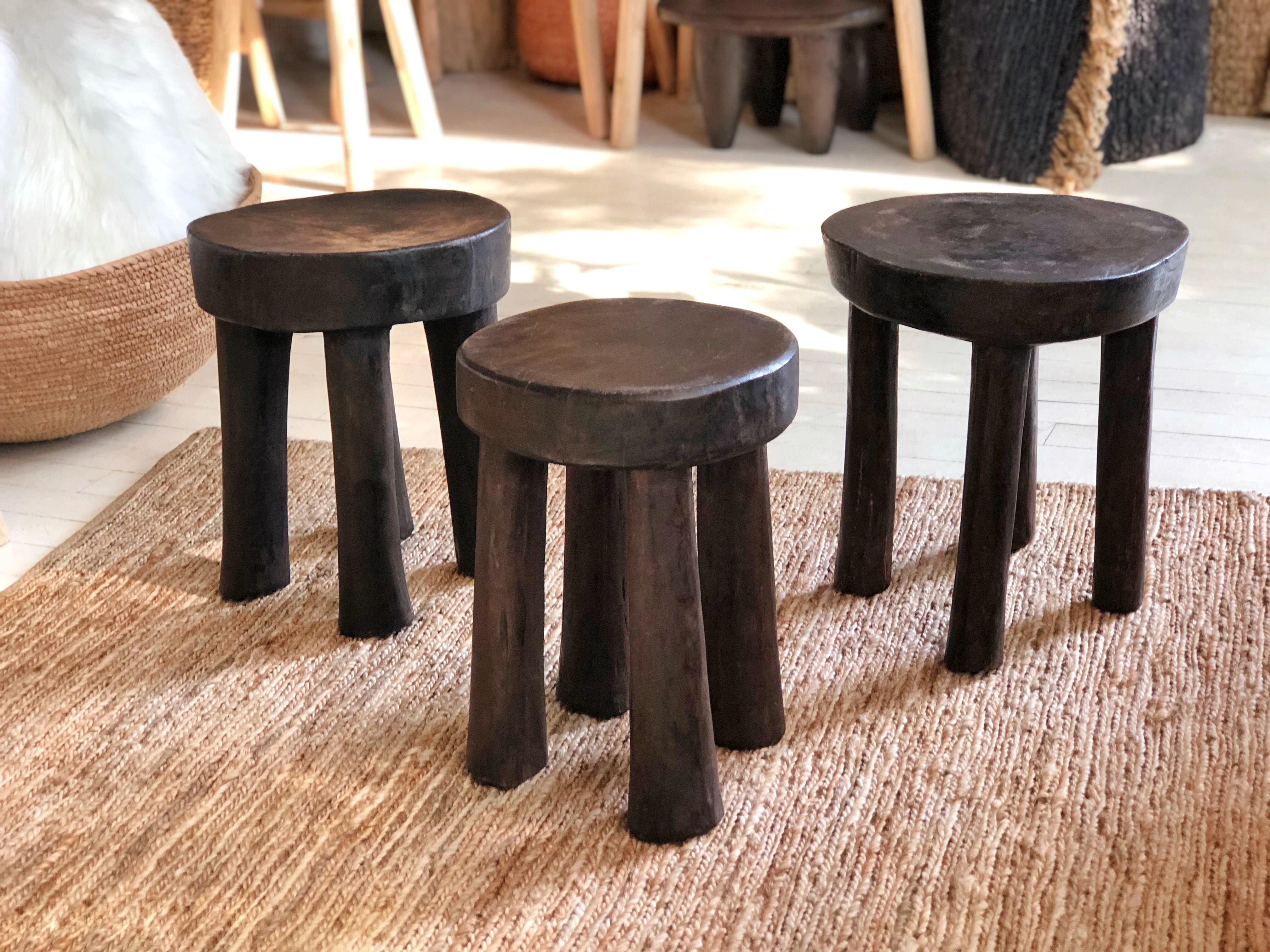 Handcarved Vintage African Short Stool