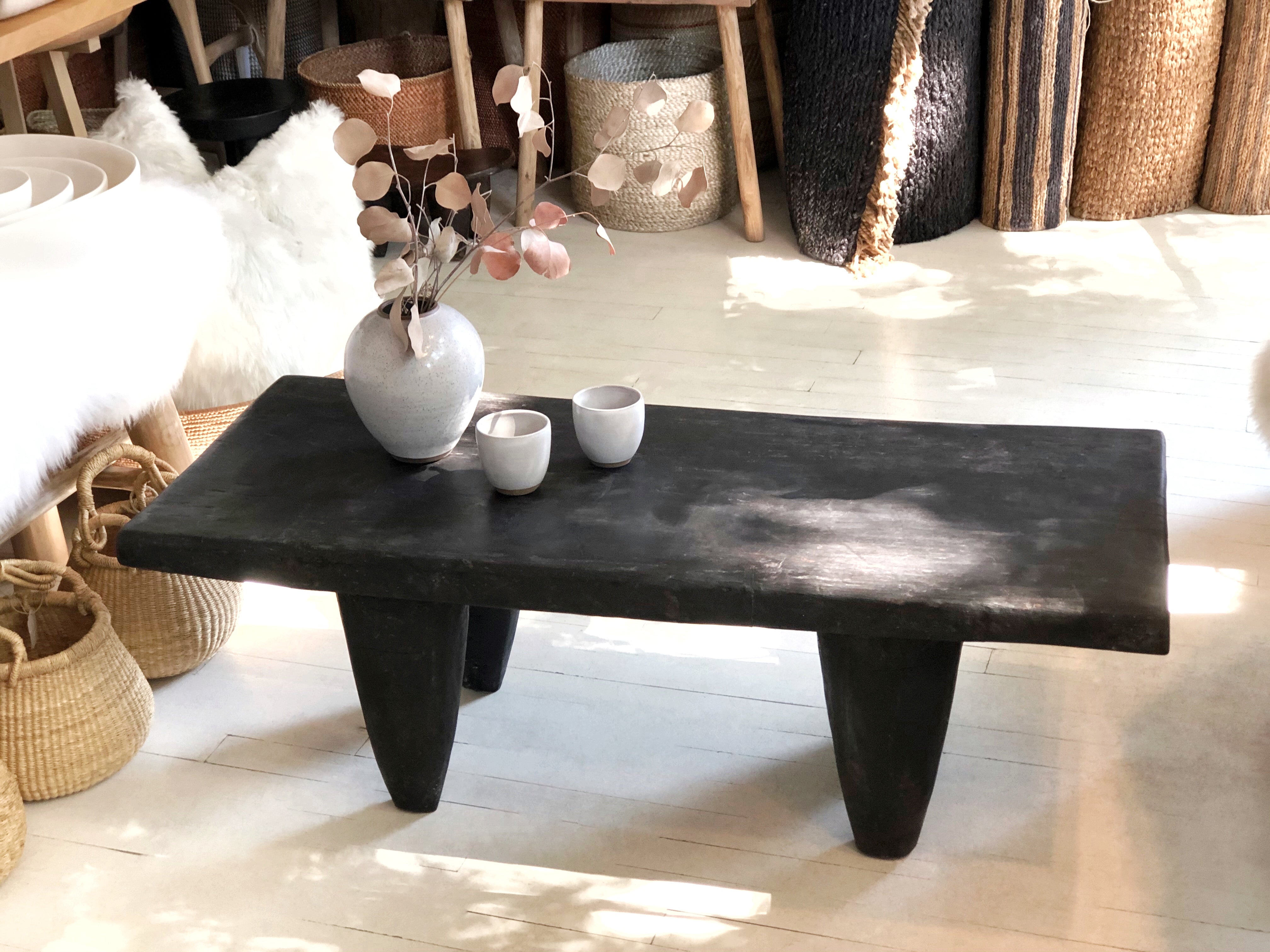 Handcarved Vintage African Large Wood Bench / Coffee Table