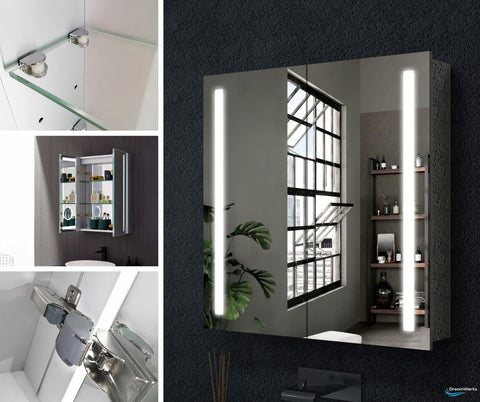 The Solis medicine cabinet by Dreamwerks on 4 different images combined in one image with her design and features.