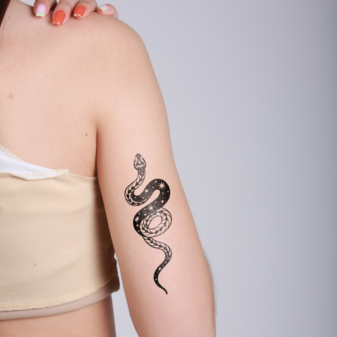 Snake with stars temporary tattoo