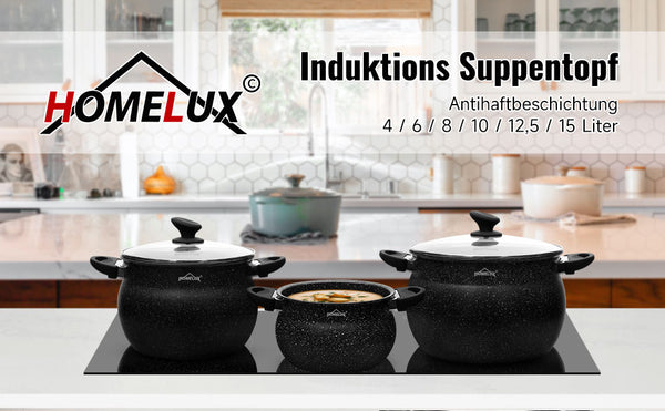 Pots Induction cooking pot with lid, non-stick coating, for all types of stoves