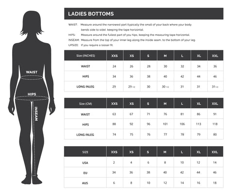 LADIES BOTTOMS - SIZE CHART – DUDE Clothing