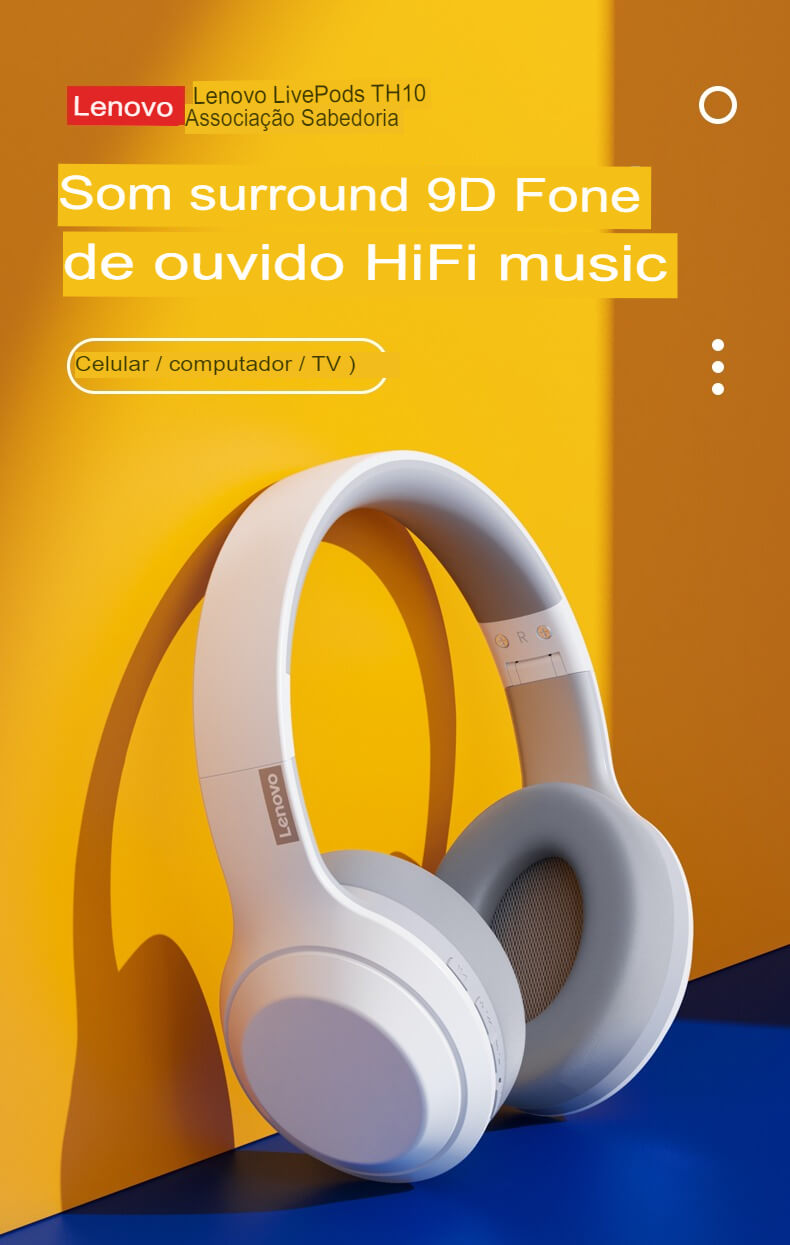 Fone de ouvido Lenovo ThinkPlus TH10 Headset bluetooth