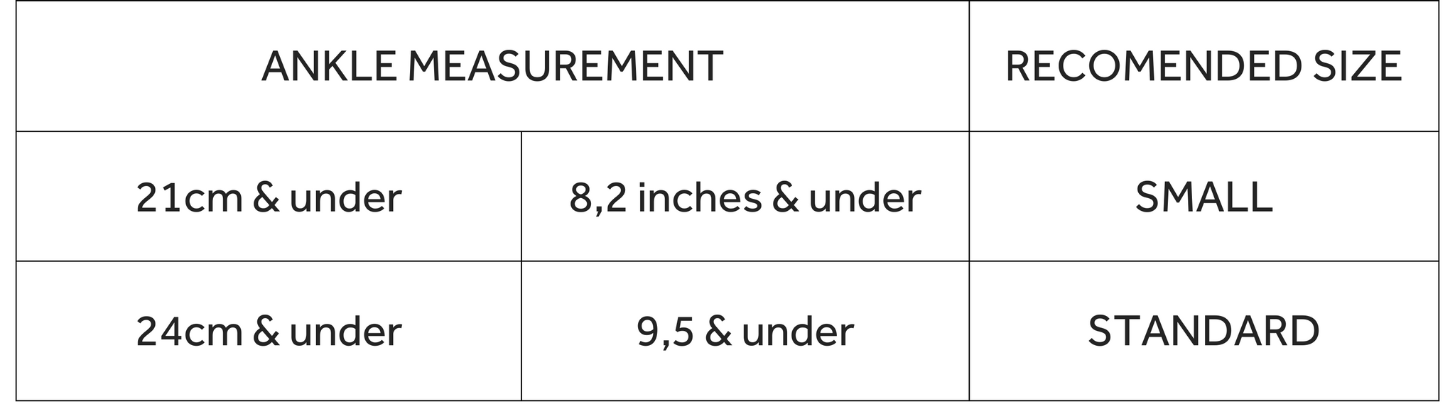 ANKLET SIZE GUIDE