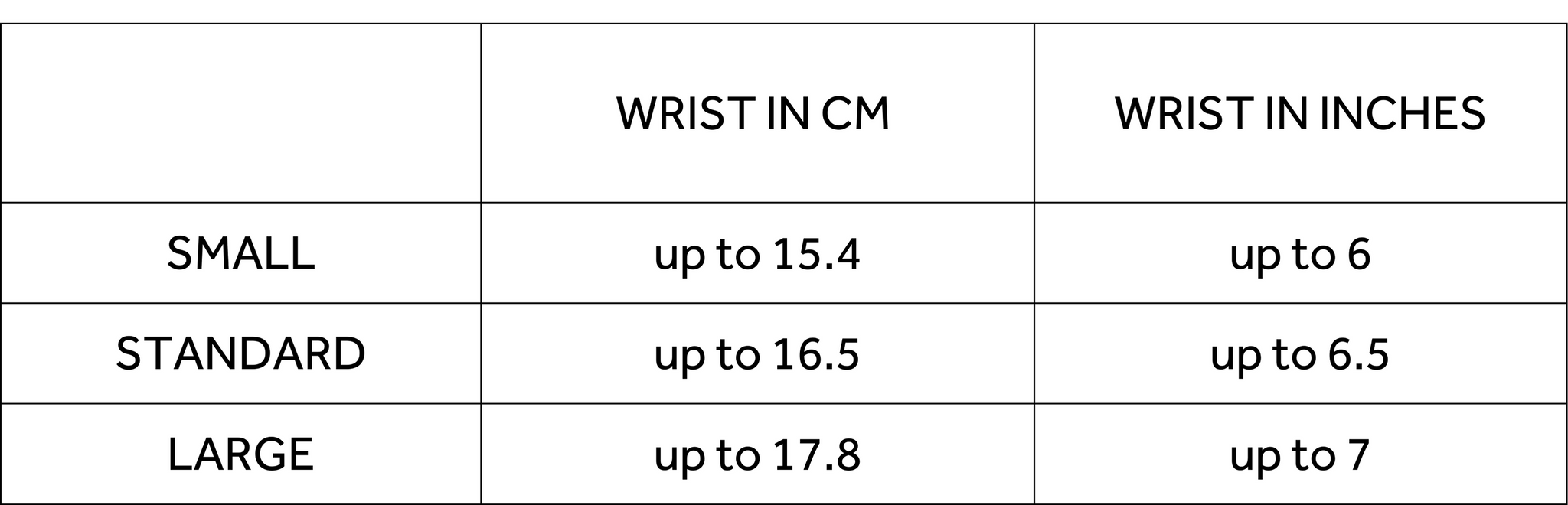 cuff size guide