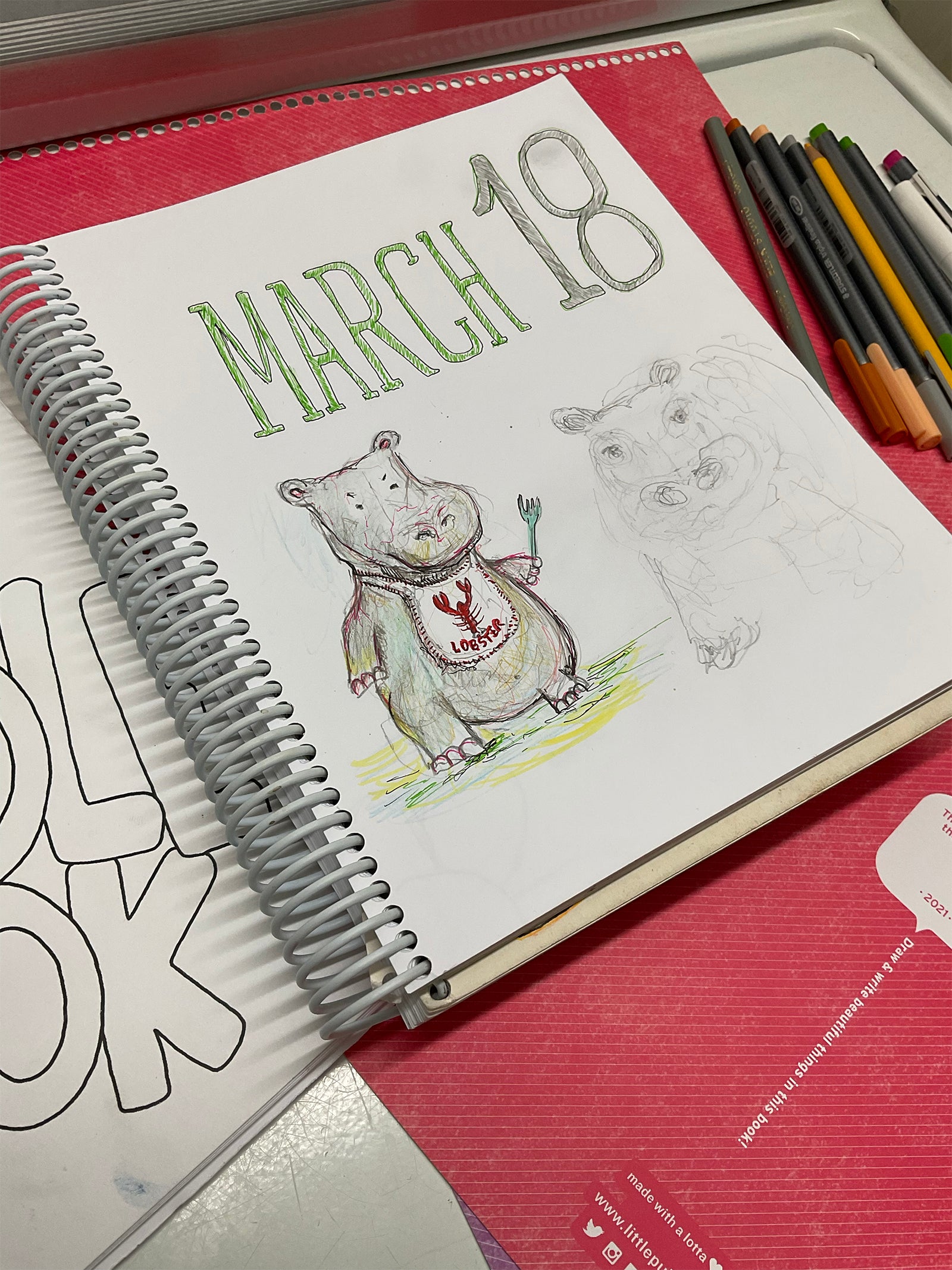 My daily doodle book, Hangry hippo, doodle daily, hippo drawing