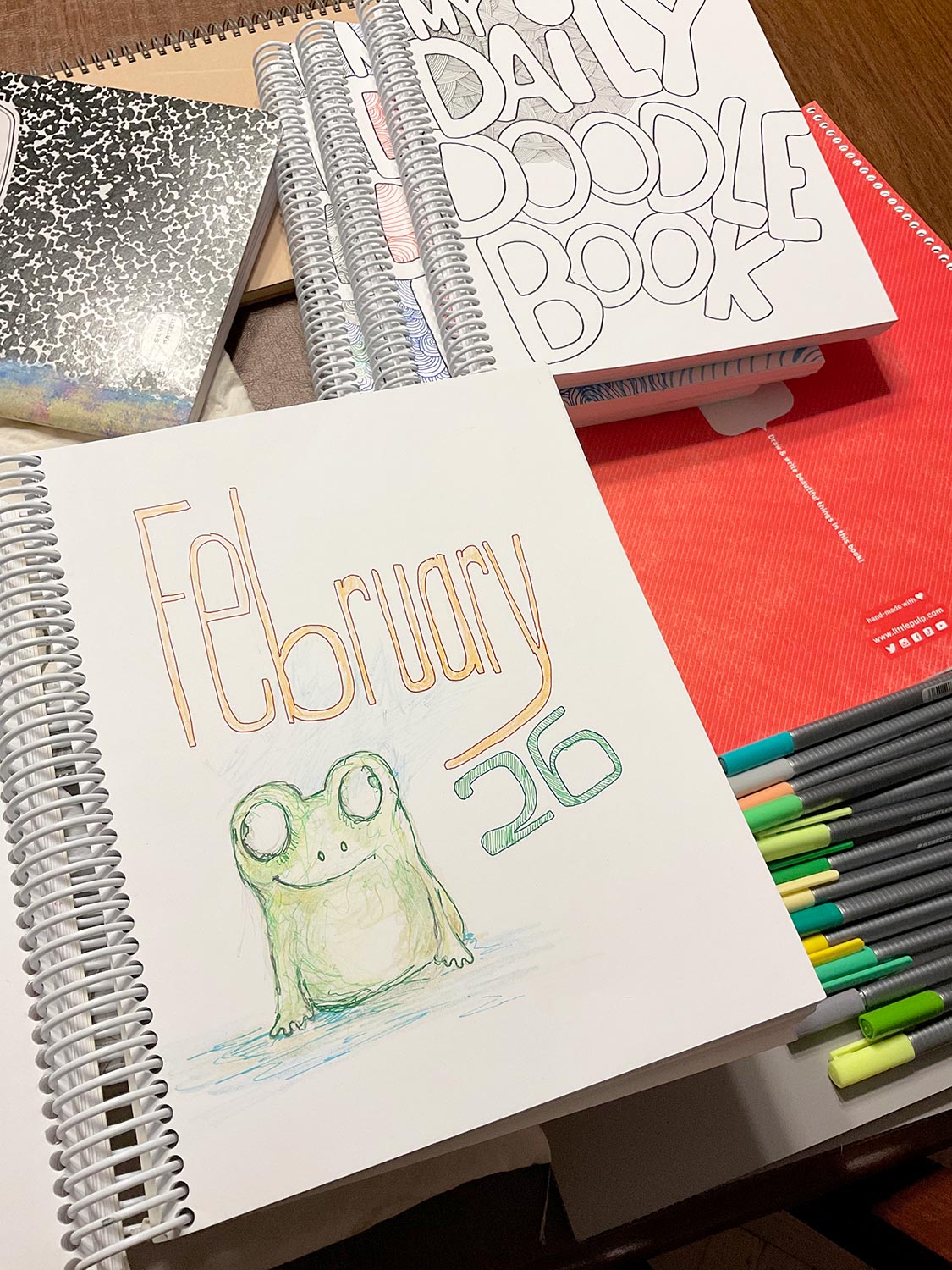 Daily doodle, doodling, frog drawing, my daily doodle book