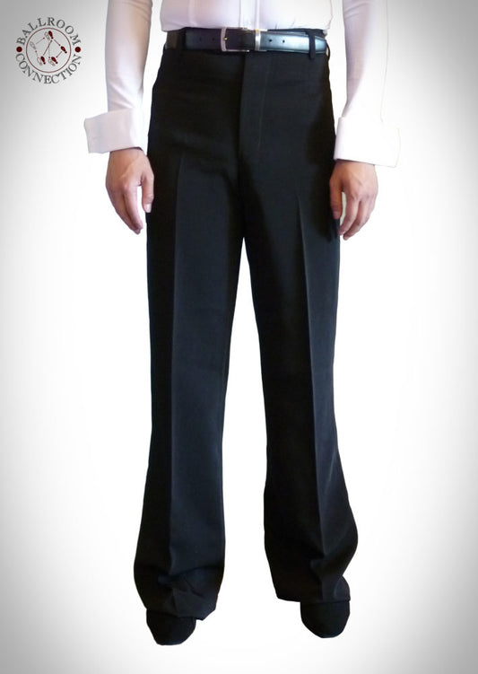 Black blue grey striped latin ballroom dance pants for young men youth high  waist wide leg