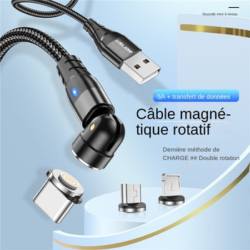 Câble téléphone portable CABLING ®câble magnetique usb c charge rapide 3a  type c micro usb lighting multi 3 en 1 câbles de chargeur avec led