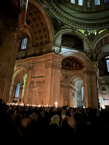 Lucia candlelit procession in St Paul's Cathedral in London in DEcember 2023.