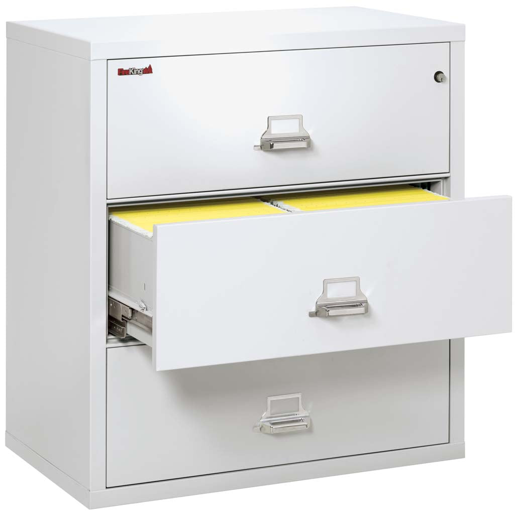 Fire-rated, Locked Lateral Metal File Cabinet