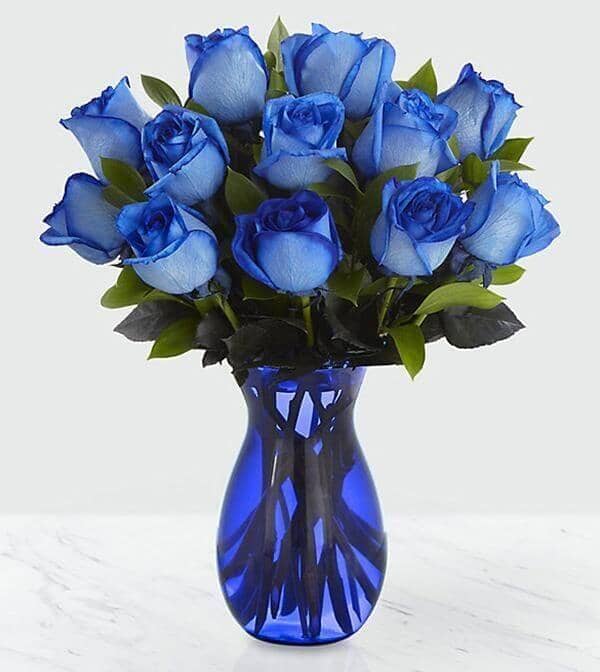 Extreme Blue Hues Fiesta - Blue-Dyed Rose Bouquet - Flower Co.