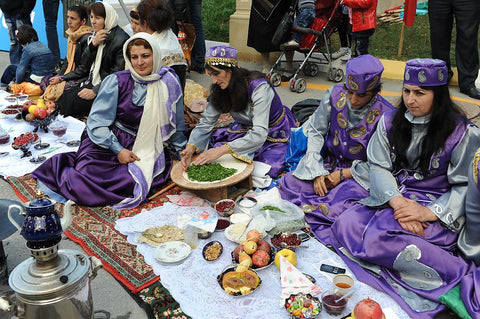 women in traditional Azerbaijani costume