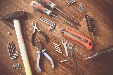 Garage tools on table