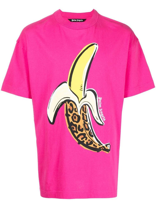 Palm Angels Leopard Banana Classic T-Shirt White/Yellow