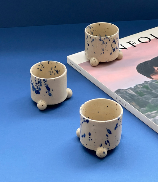 2 Oz. Espresso Cup, Handmade Ceramic Blue and Speckled Espresso