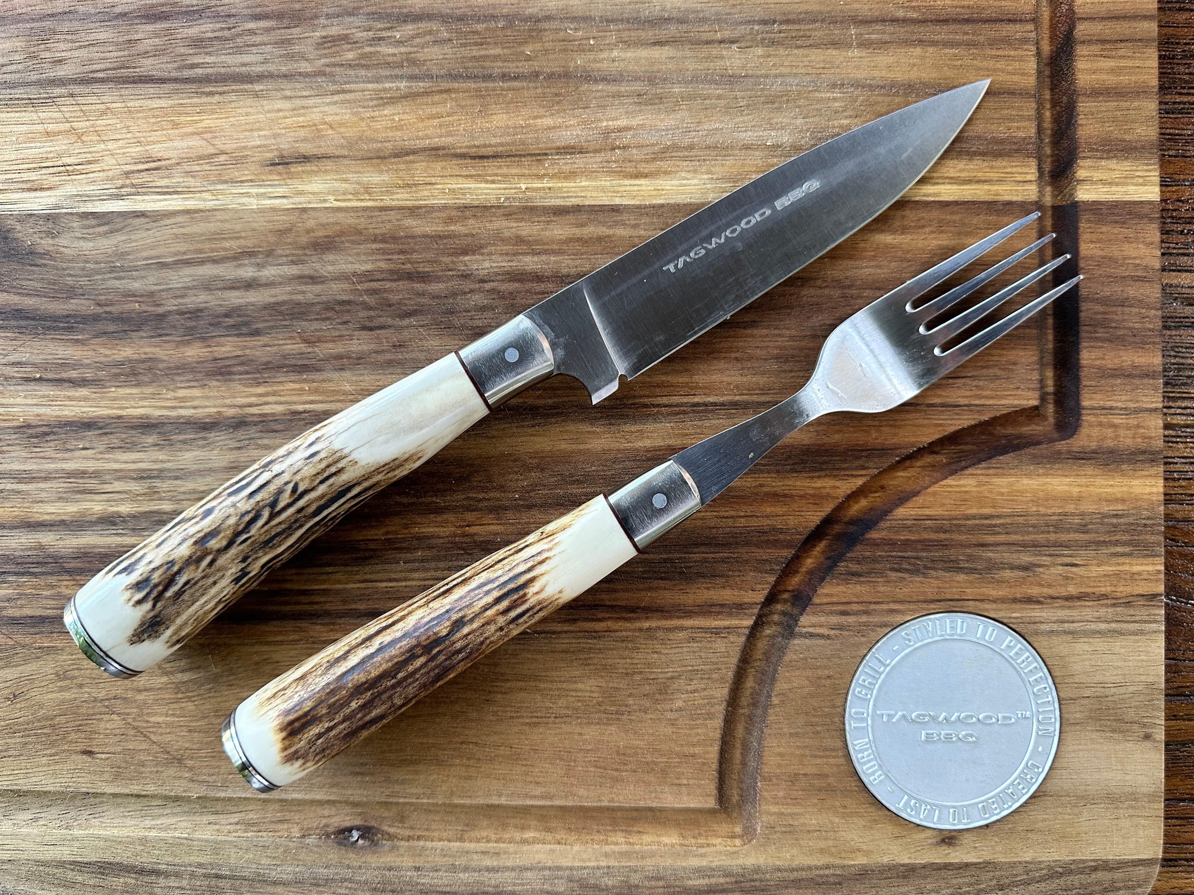 Steak Knife Set / Charred Bourbon Barrel Oak Handle — Feder knives