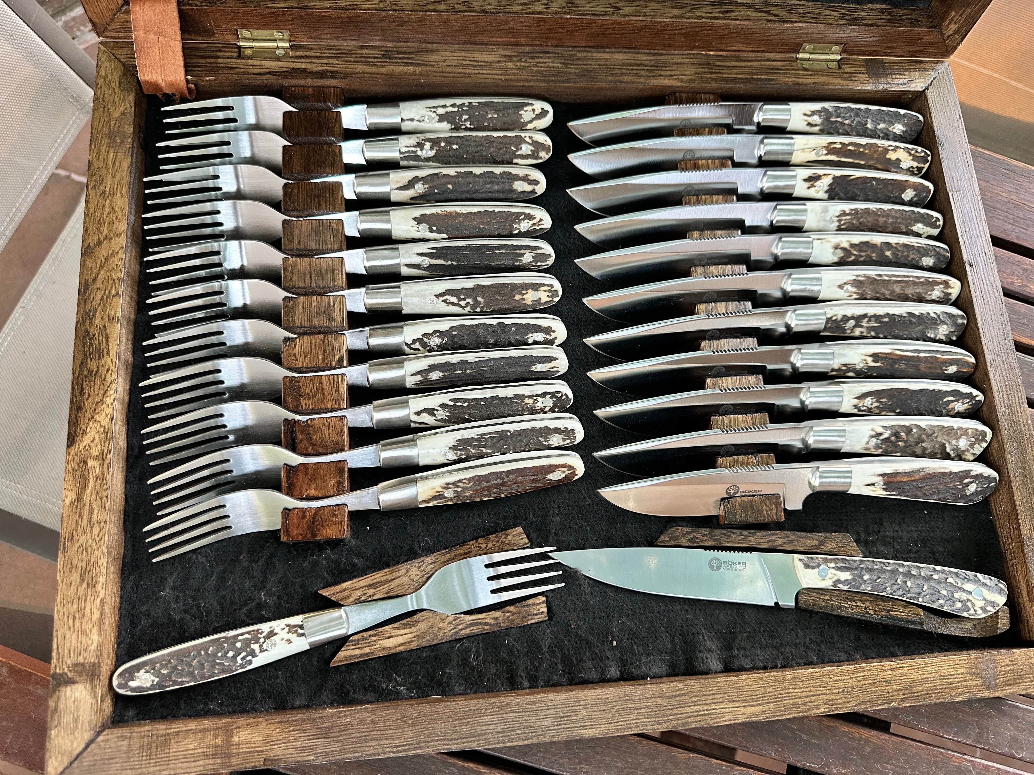 Steak Knife Set / Charred Bourbon Barrel Oak Handle — Feder knives