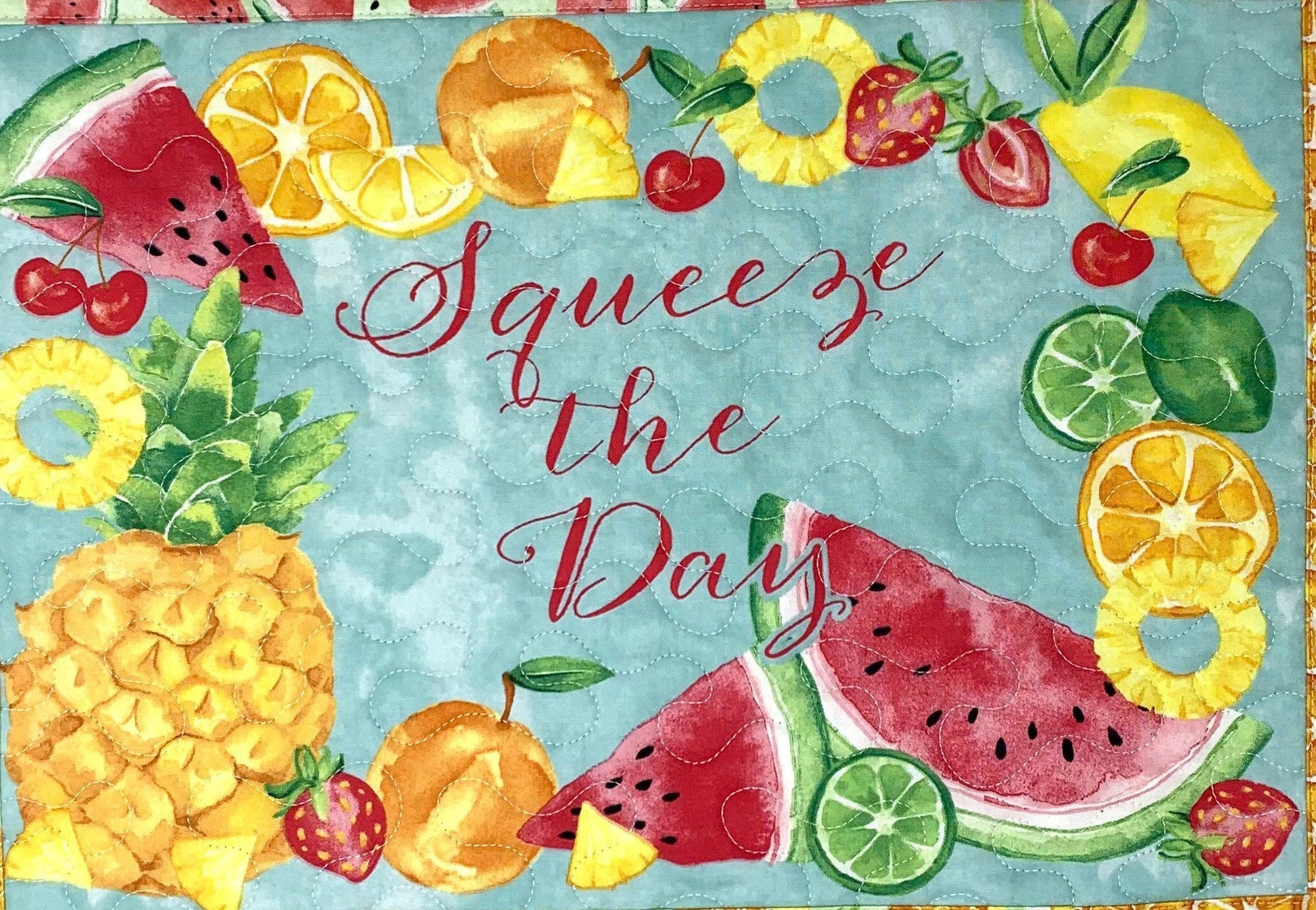 Squeeze the Day - Summer Fabric Squares, Pink, Blue, Yellow