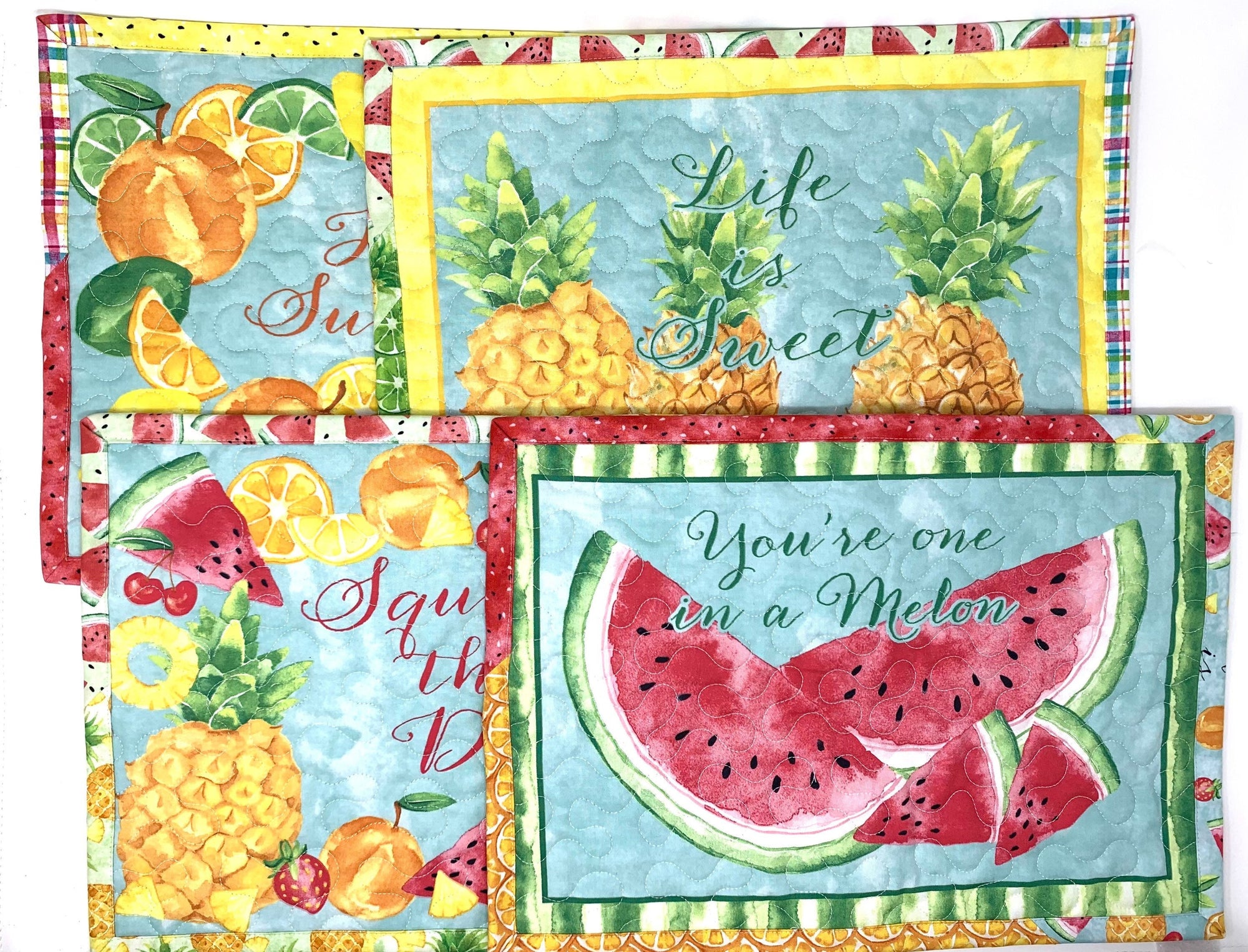 Squeeze the Day - Summer Fabric Squares, Pink, Blue, Yellow