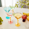 Colorful, Gold-Rimmed Crystal Martini Glasses — Set of 4