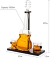 Whiskey & Wine 1000ml Guitar Decanter & Mahogany Base With Two 10-oz Glasses