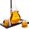 Whiskey & Wine 1000ml Guitar Decanter & Mahogany Base With Two 10-oz Glasses