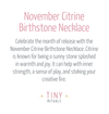 November Citrine Birthstone Necklace