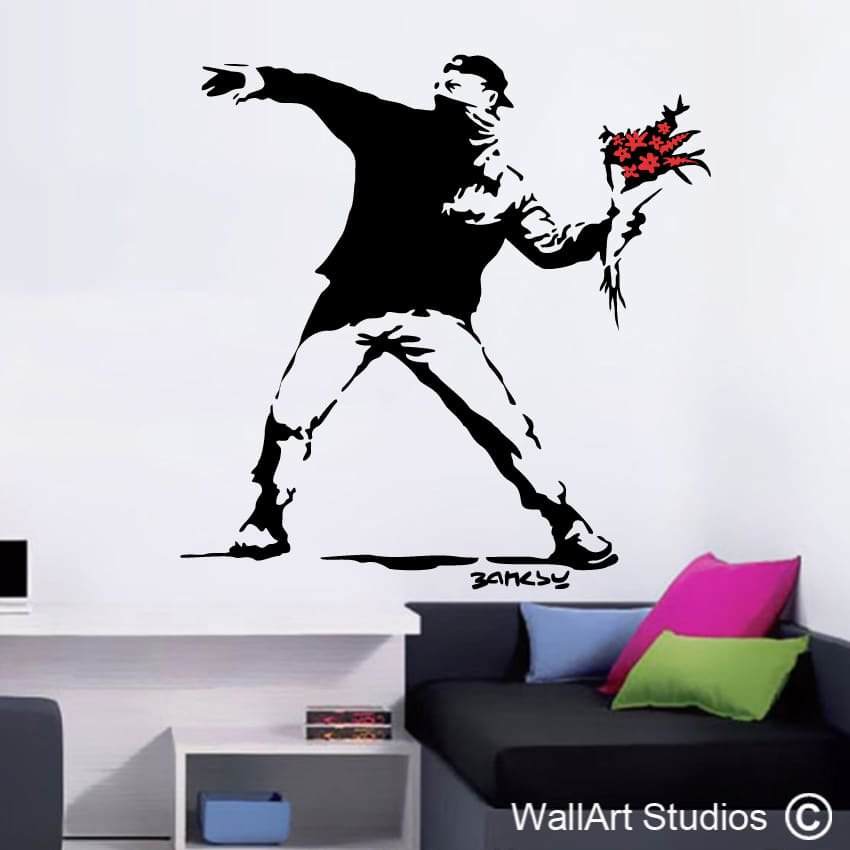 Rage Flower Thrower Banksy Wall Sticker