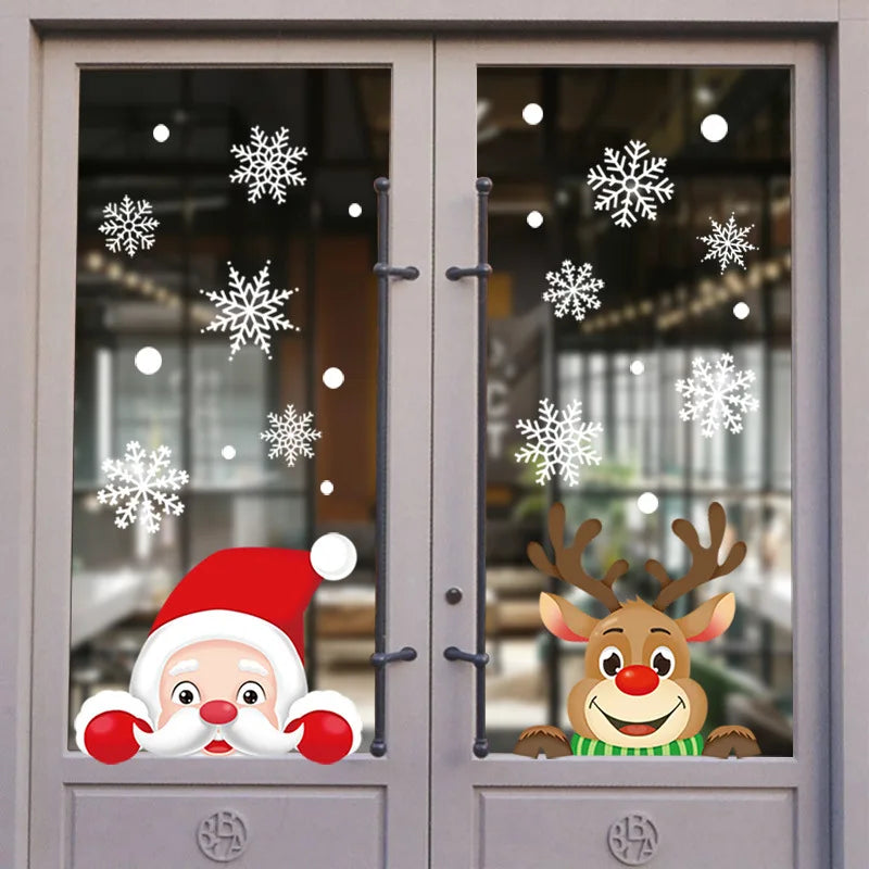 Festive Christmas Glass Stickers: Snowflakes & Santa