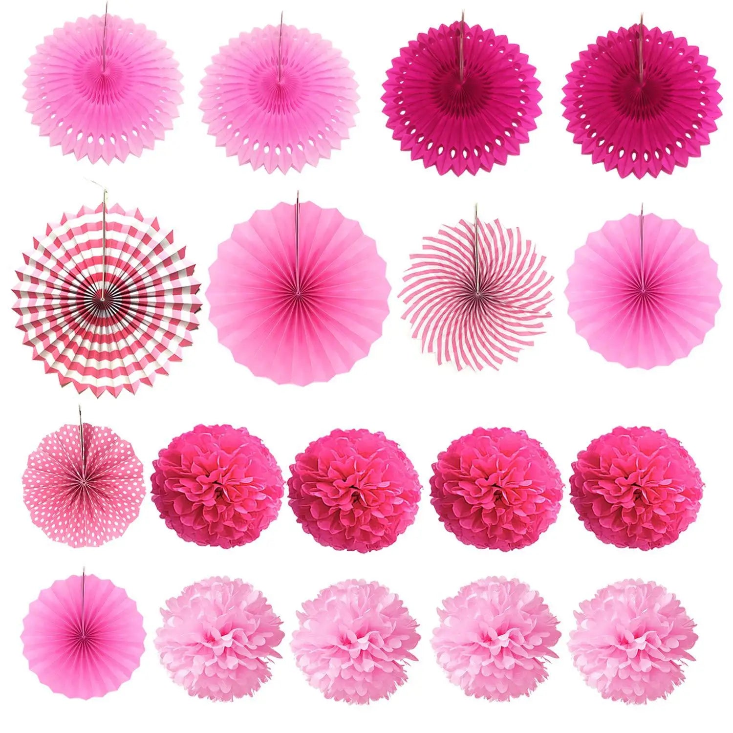 Festive 21-Piece Paper Fans & Bunting Set - Image 10