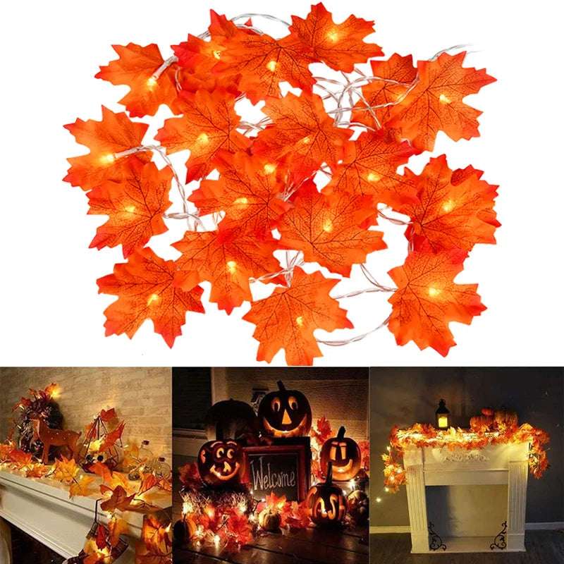 10 LED Autumn Maple Leaves Fairy Lights