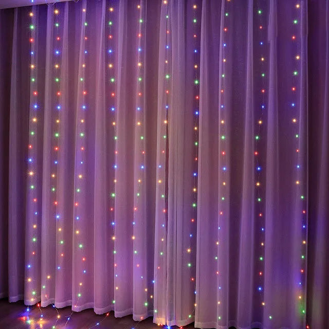 Holiday Magic: Festive Christmas Lights Curtain Garland - Image 4