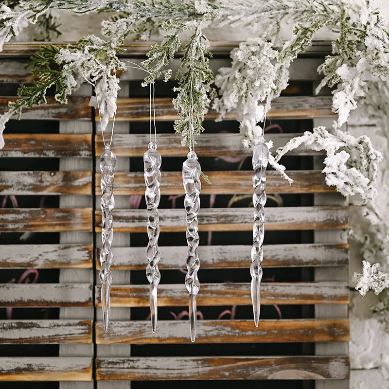 10pcs Frosted Icicle Ornaments for Festive Decor - Image 3