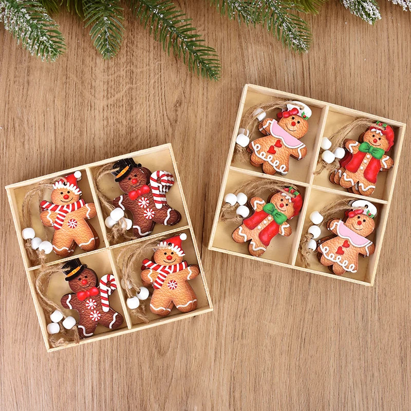 12 Wooden Gingerbread Man Ornaments for Christmas - Image 5