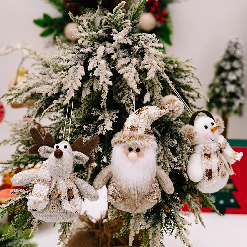 Charming Plush Santa, Snowman & Elk Ornaments